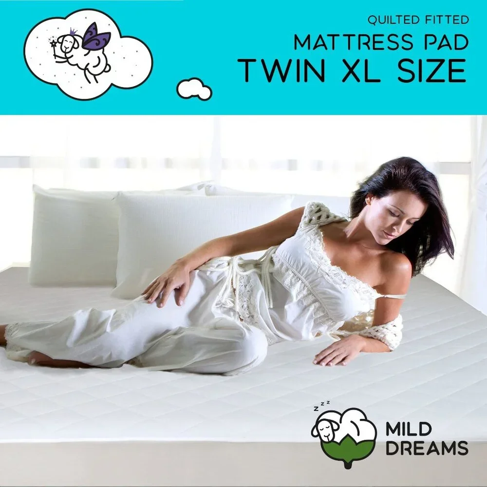 Twin Size Mattress Pad Cover Protector - Single Bed 39x75 inch - White